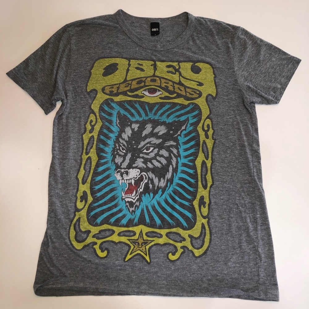 OBEY - Obey Records - Wolf Psychedelic T-shirt
